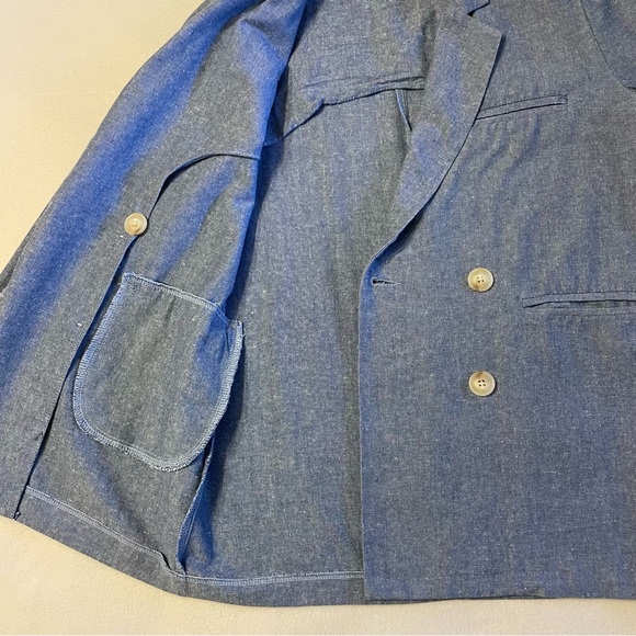 Light Blue Blazer London de Salon Korea Suit Jacket Button Front - Picture 7 of 11